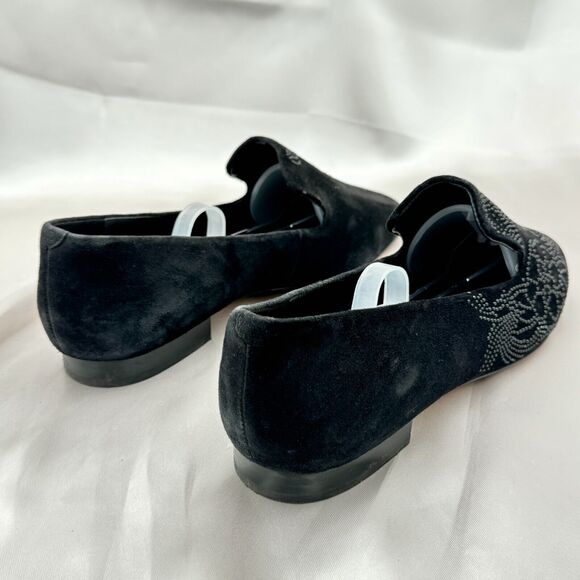 Karl Lagerfeld Nova Floral Studded Black Suede Womens Size 10 Slip On Loafers - Picture 5 of 16